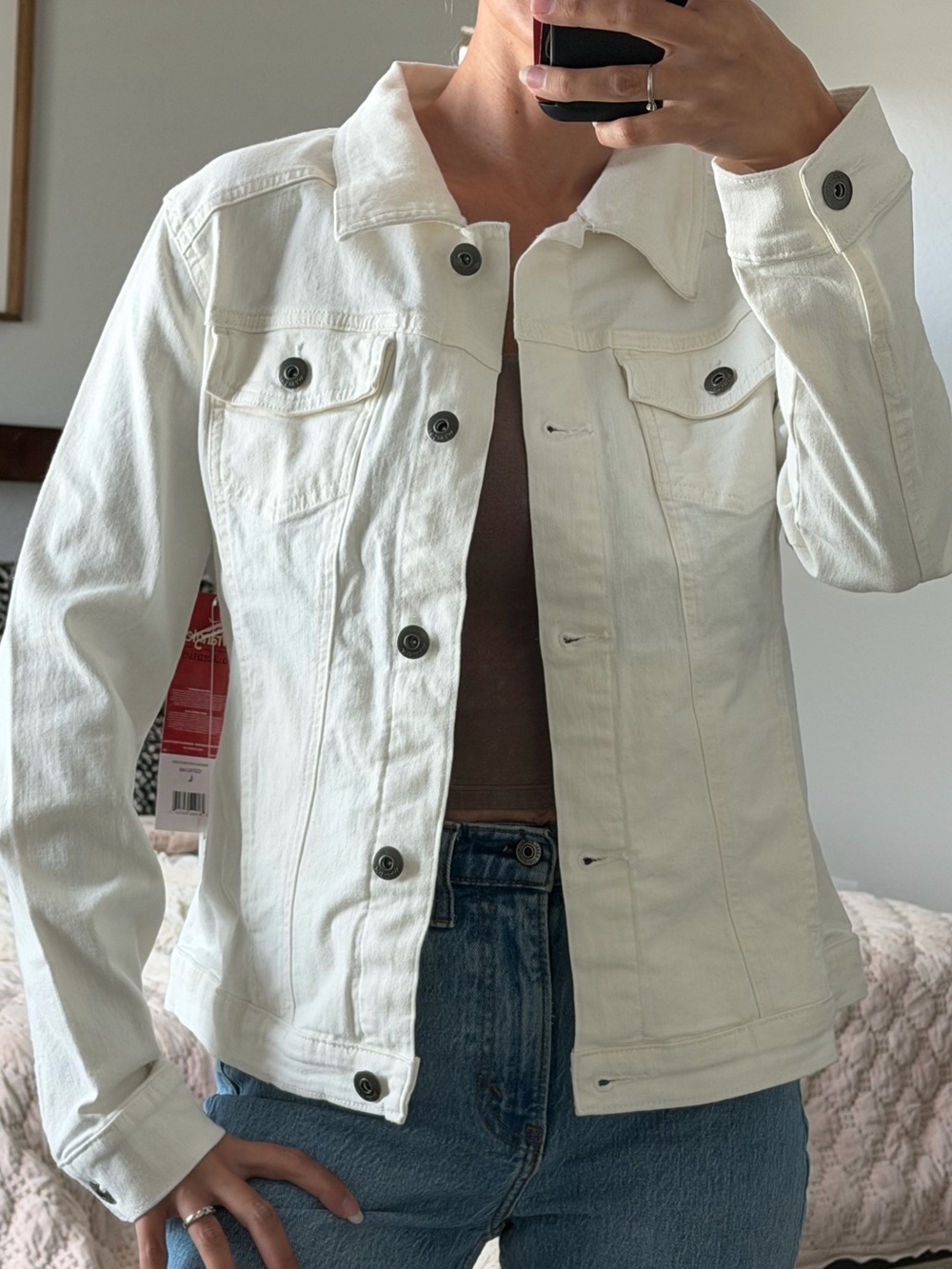 Wrangler White Women's Denim Jacket - Button-Front Jean Jacket